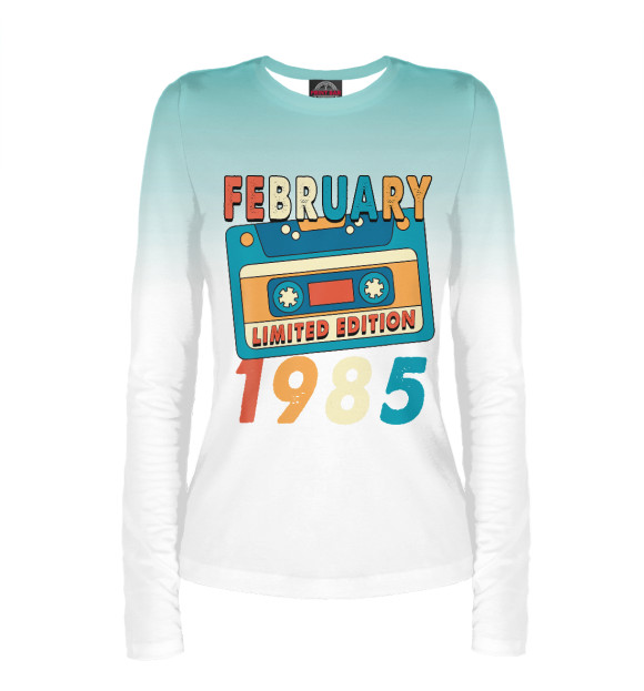 Женский лонгслив с изображением February 1985 цвета Белый