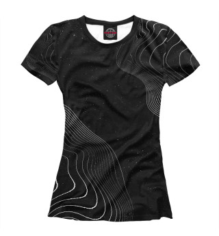 Женская футболка Белые волны на черном фоне