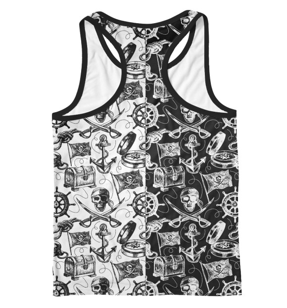 Мужская майка-борцовка с изображением Пираты (pattern) цвета Белый