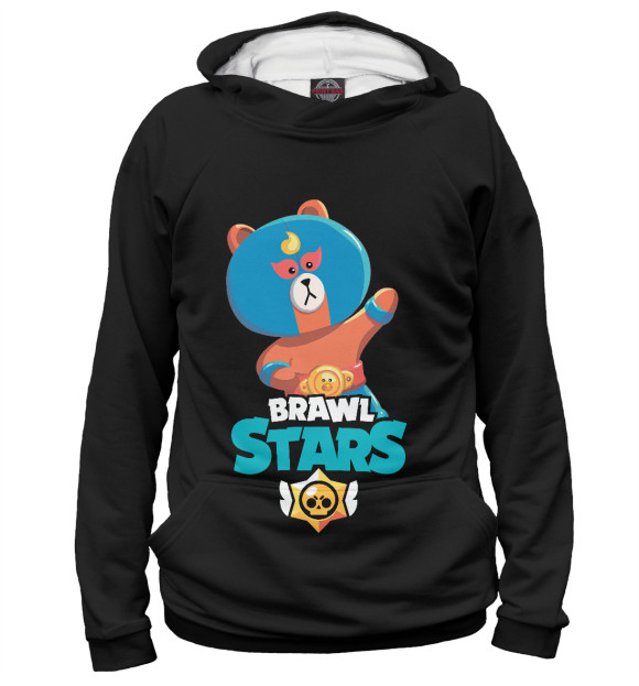 Мужское худи с изображением Brawl Stars МЕДВЕДЬ цвета Белый