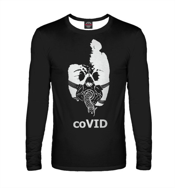 Мужской лонгслив с изображением CoVID цвета Белый