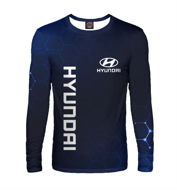 Мужской лонгслив с изображением Хендай, Hyundai цвета Белый