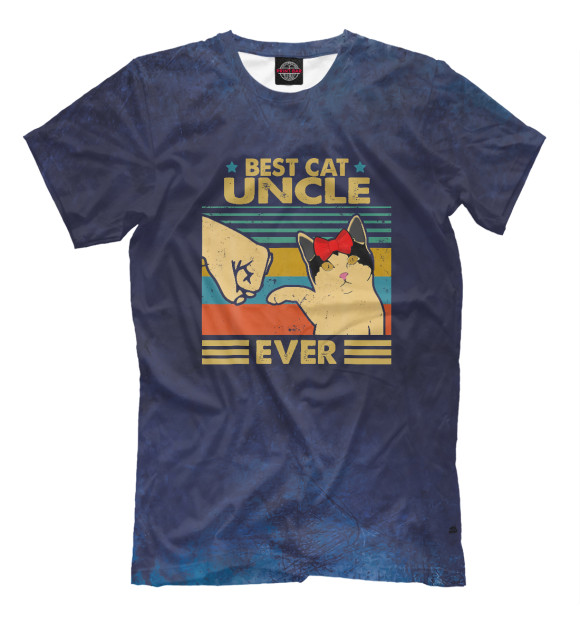 Мужская футболка с изображением Best Cat Uncle Ever цвета Белый
