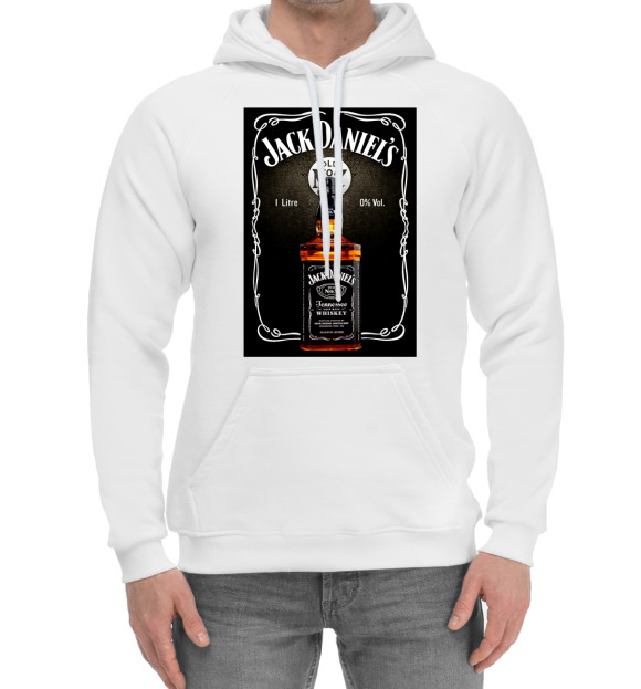 Мужской хлопковый худи с изображением Jack Daniel's 0% цвета Белый