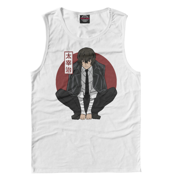 Майка для мальчика с притом Дазай цвета Белый Майка для мальчика с изображением Дазай цвета Белый