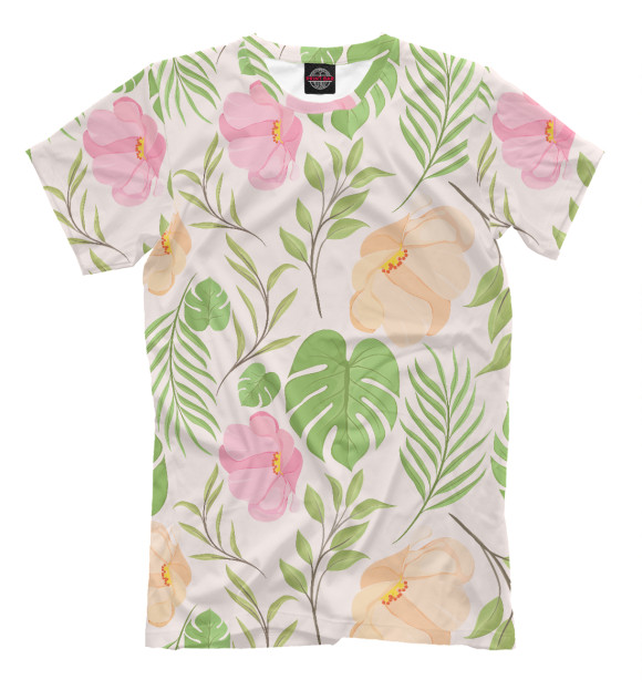 Футболка для мальчиков с изображением Pink flowers (pattern) цвета Белый