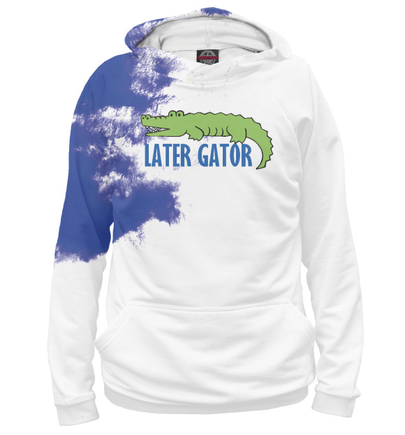 Мужское худи с изображением LATER GATOR цвета Белый