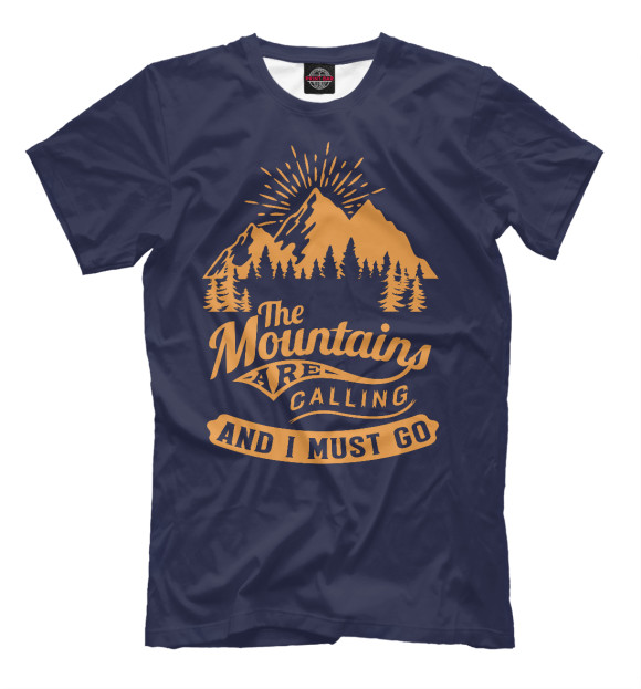 Мужская футболка с изображением Горы зовут цвета Белый