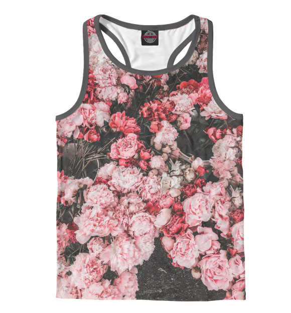 Мужская майка-борцовка с изображением Дикие розы цвета Белый