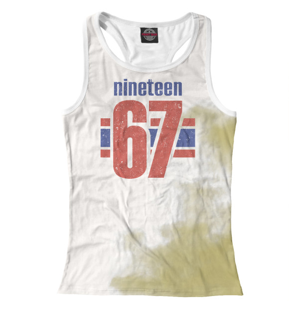 Женская майка-борцовка с изображением Nineteen 67 цвета Белый