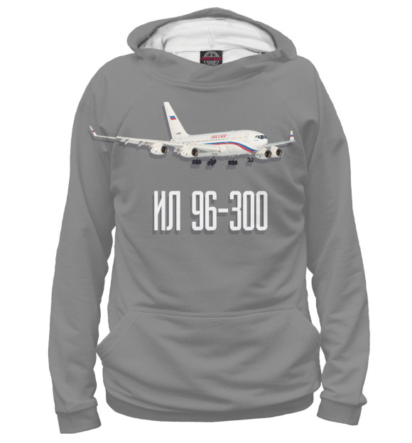 Женское худи с изображением Самолет Ил 96-300 цвета Белый