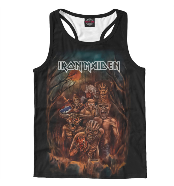 Мужская майка-борцовка с изображением Iron Maiden цвета Белый