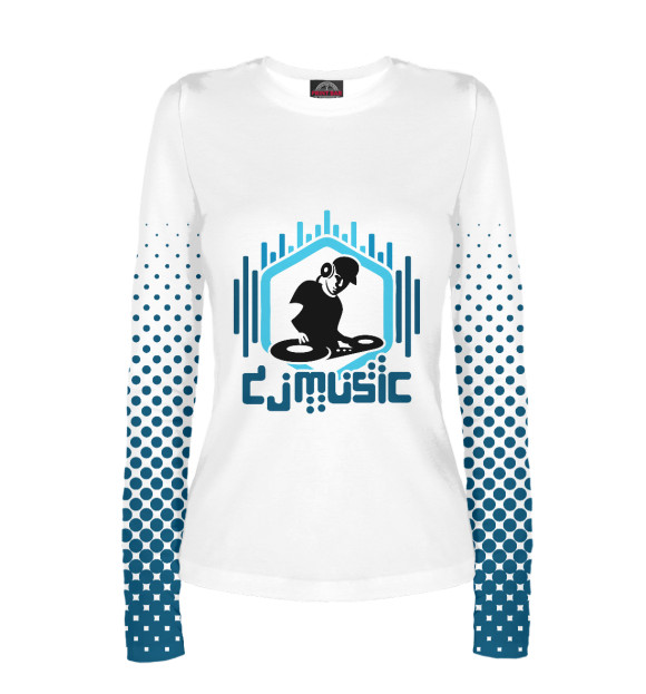 Женский лонгслив с изображением DJ music цвета Белый