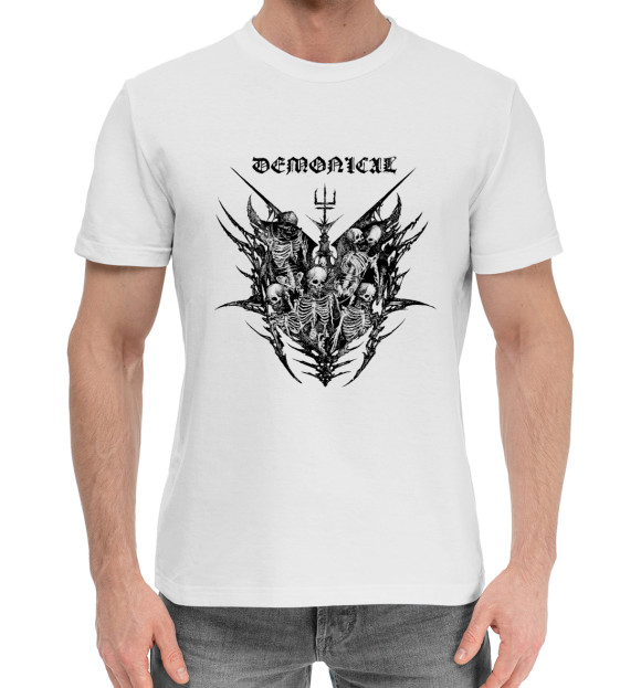 Мужская хлопковая футболка с изображением Demonical цвета Белый