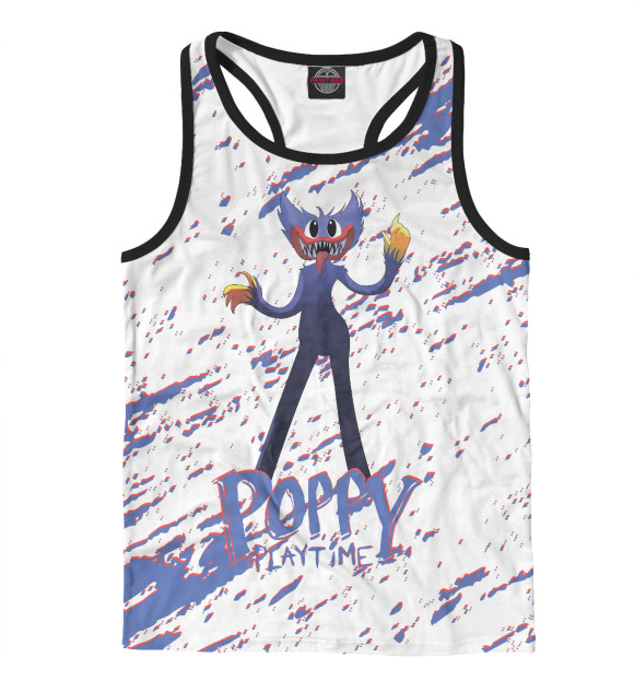 Мужская майка-борцовка с притом Poppy Playtime цвета Белый Мужская майка-борцовка с изображением Poppy Playtime цвета Белый