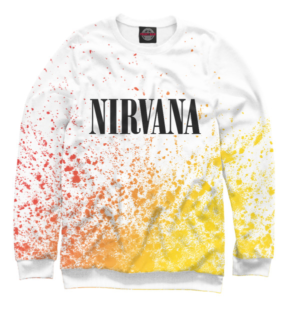 Мужской свитшот с изображением Nirvana / Нирвана цвета Белый