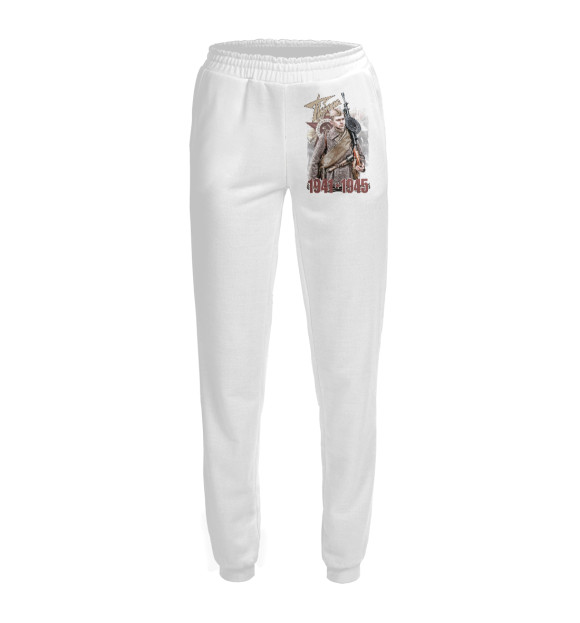 Женские спортивные штаны с изображением 9 мая цвета Белый