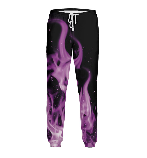 Мужские спортивные штаны с изображением Фиолетовый огонь - неон цвета Белый