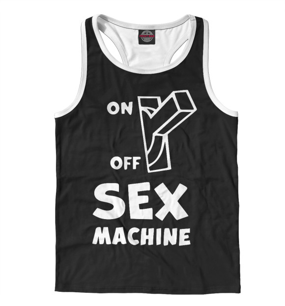 Мужская майка-борцовка с изображением Секс машина цвета Белый