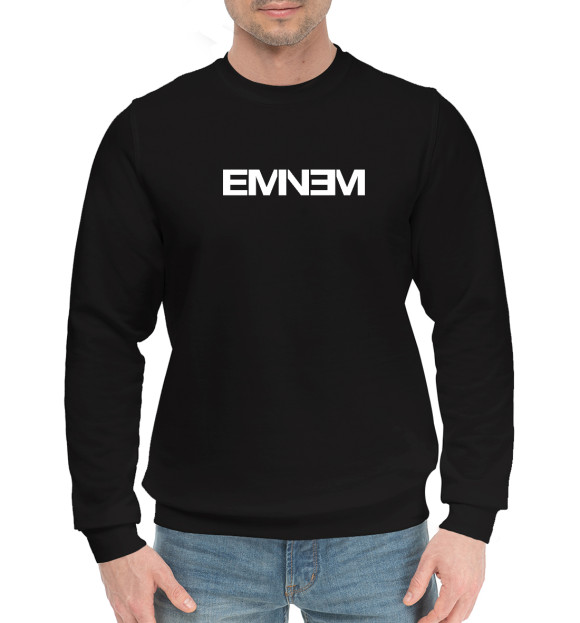 Мужской хлопковый свитшот с изображением Eminem цвета Черный