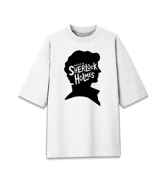 Женская футболка оверсайз с изображением Шерлок цвета Белый