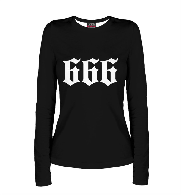 Женский лонгслив с притом 666 цвета Белый Женский лонгслив с изображением 666 цвета Белый