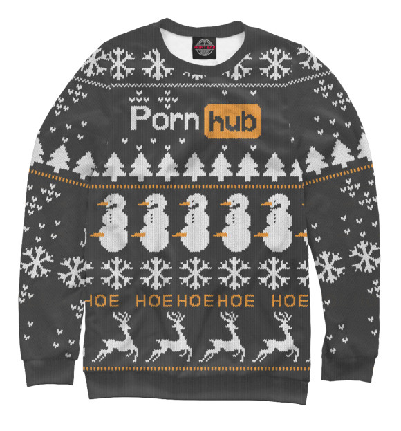 Женский свитшот с изображением Christmas PornHub цвета Белый