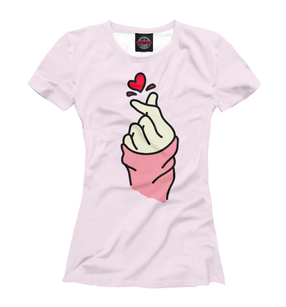 Женская футболка с изображением Корейское сердечко цвета Белый