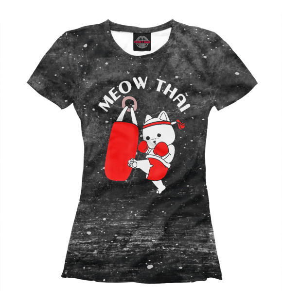 Футболка для девочек с изображением Muay Thai Cat Meow цвета Белый