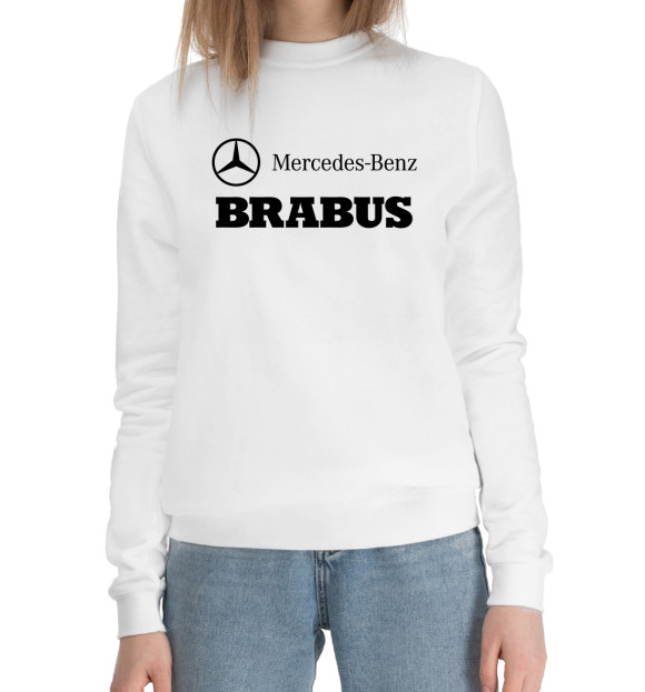 Женский хлопковый свитшот с изображением Brabus цвета Белый