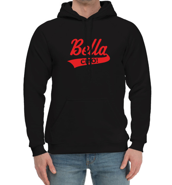Мужской хлопковый худи с изображением Bella Ciao цвета Черный