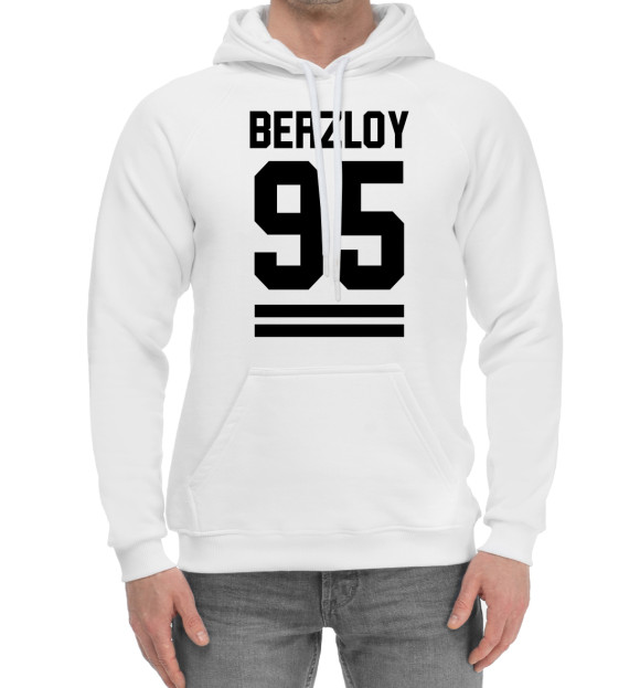 Мужской хлопковый худи с изображением BERZLOY 95 цвета Белый