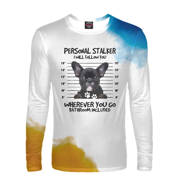 Мужской лонгслив с изображением Personal Stalker bulldog цвета Белый