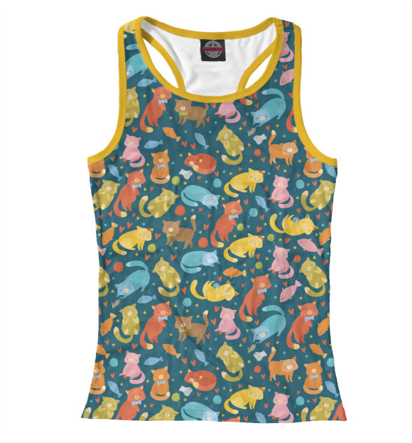 Женская майка-борцовка с изображением Кошкин фон цвета Белый