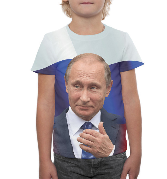 Футболка для мальчиков с изображением Путин цвета Белый