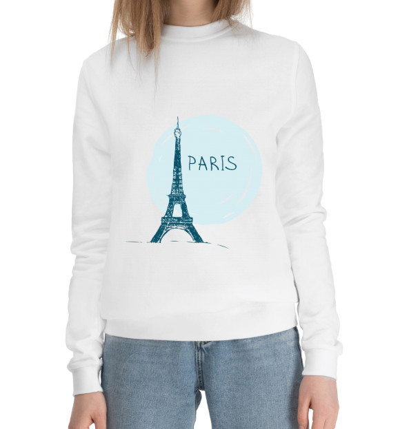 Женский хлопковый свитшот с изображением Париж цвета Белый