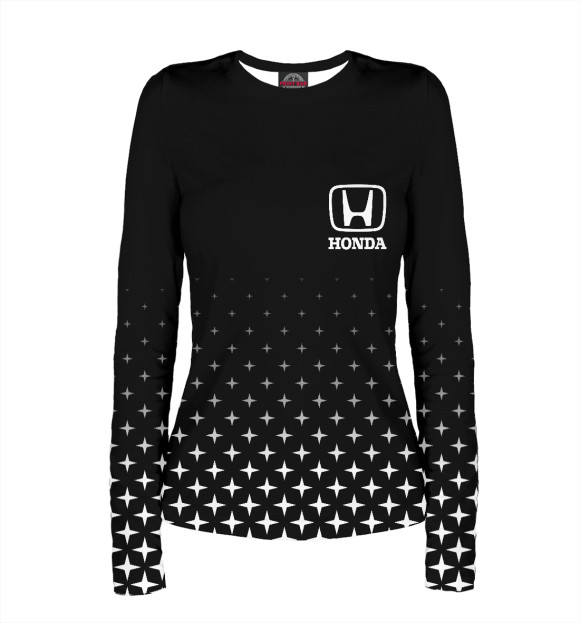 Женский лонгслив с изображением HONDA ХОНДА ЗВЕЗДЫ цвета Белый