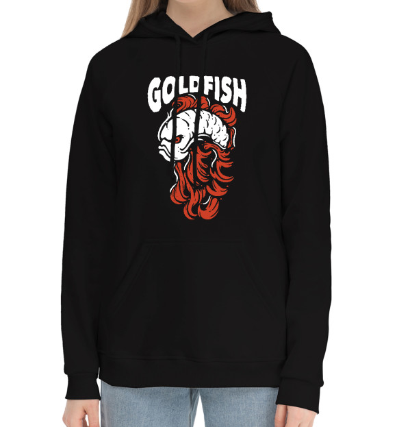 Женский хлопковый худи с притом Золотая Злыдня цвета Черный Женский хлопковый худи с изображением Золотая Злыдня цвета Черный