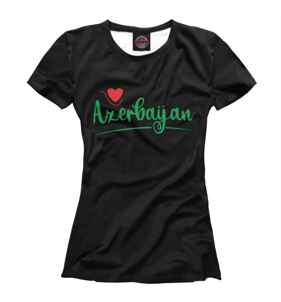 Женская футболка с изображением Love Azerbaijan цвета Белый