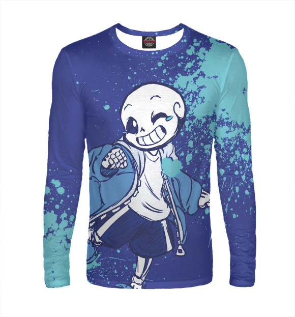 Мужской лонгслив с изображением Undertale Sans цвета Белый