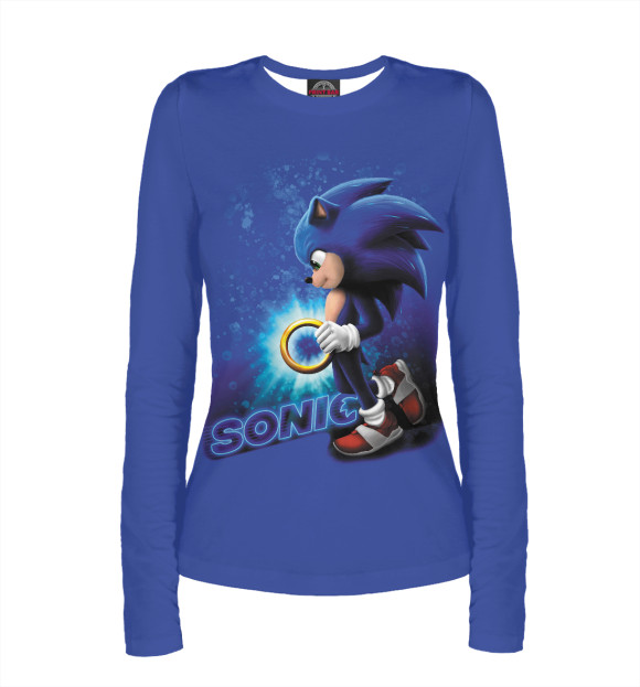 Женский лонгслив с изображением Sonic цвета Белый