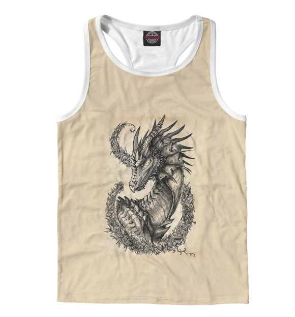 Мужская майка-борцовка с изображением Dragon цвета Белый