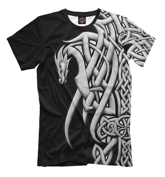 Мужская футболка с изображением Змей цвета Белый
