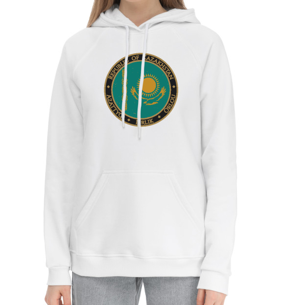 Женский хлопковый худи с изображением Казахстан цвета Белый