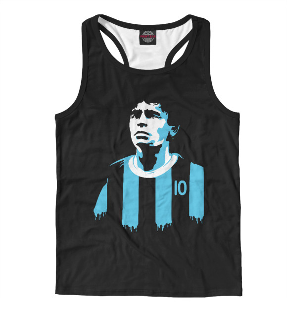 Мужская майка-борцовка с изображением Марадона цвета Белый