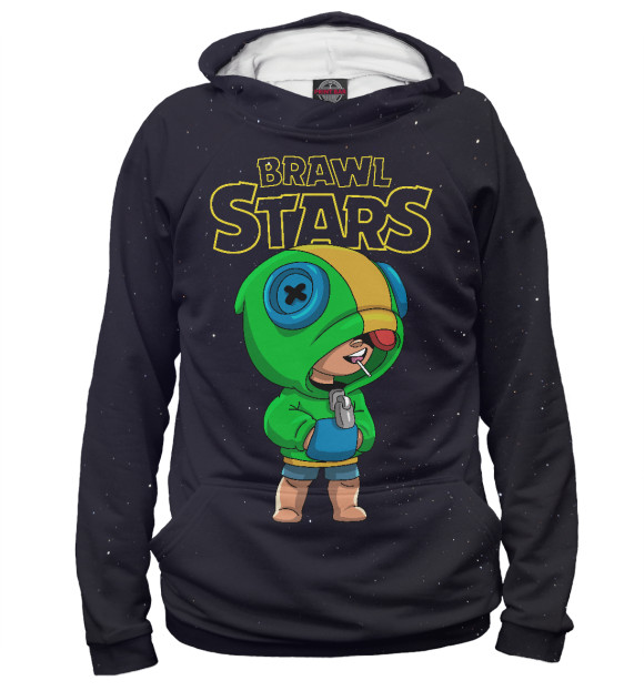 Мужское худи с изображением Leon Brawl Stars цвета Белый