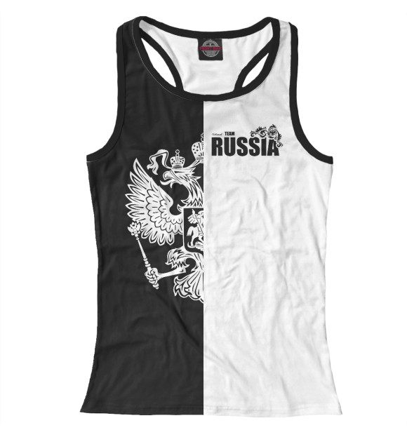 Женская майка-борцовка с изображением National team Russia цвета Белый