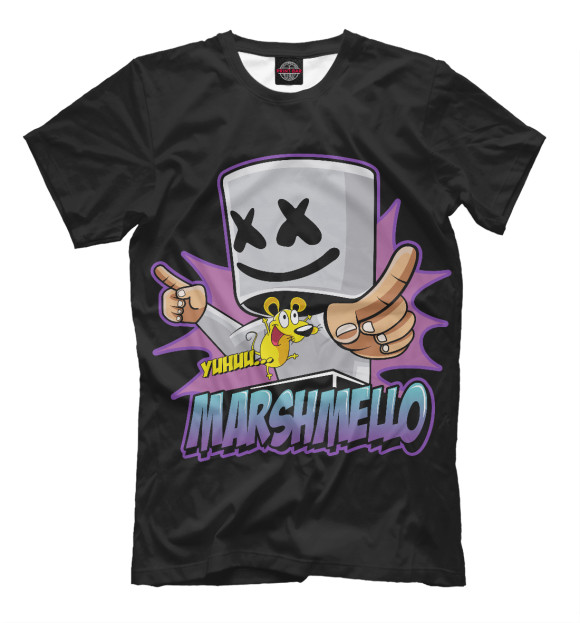 Мужская футболка с притом Маршмеллоу цвета Белый Мужская футболка с изображением Маршмеллоу цвета Белый