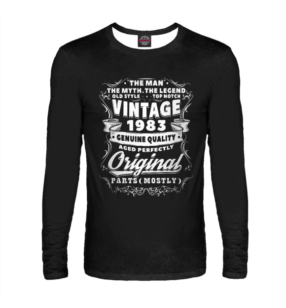 Мужской лонгслив с изображением Vintage 1983 цвета Белый
