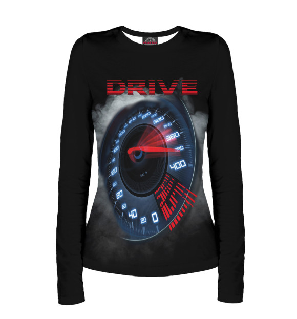 Женский лонгслив с изображением Drive Fast Racing цвета Белый